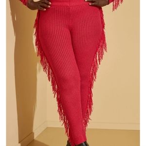 Ashley Stewart Fringed Cable Knit Joggers Size 22/24